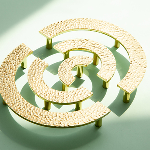 硕南黄铜锤纹轻奢手工创意新中式半圆橱柜衣柜抽屉柜门拉手把手