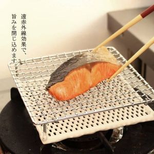【丸十金网】日本进口远红外辐射陶瓷板烧烤网直火烧烤架烤鱼吐司