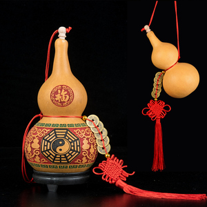 天然真开口葫芦大小葫芦挂件客厅门口雕刻八卦宝木胡芦摆件艺术品