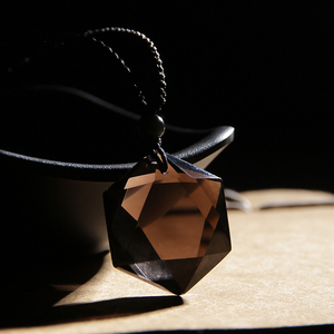 天然冰种黑曜石六芒星吊坠男女款五角星黑耀石挂坠饰品情侣项链