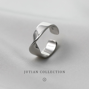 JUTIAN莫比乌斯扭纹纯银戒指小众设计感指环冷淡风女金色开口戒子