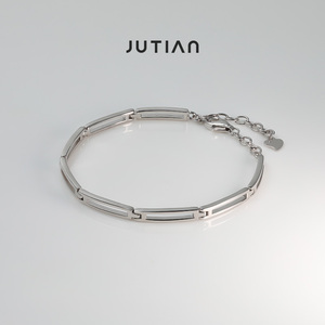JUTIAN高级感纯银手链女个性简约气质链条时尚冷淡风质感银饰礼物