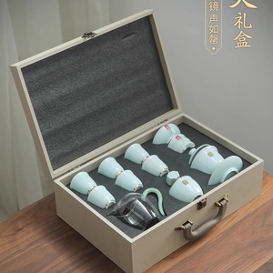 影青功夫茶具套装家用整套天青陶瓷泡茶盖碗茶壶茶杯茶具礼品定制