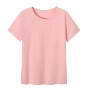 迪卡侬白色t恤女士纯棉短袖加大码新款夏季宽松短款上衣蓝色打底