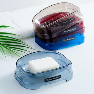 韩国进口双层肥皂盒塑料沥水旅行皂架带盖便携香皂托浴室置物架