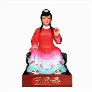 高档汉白玉胡秀英神像12寸 树脂彩绘f佛像16寸玉石居家供奉摆件保