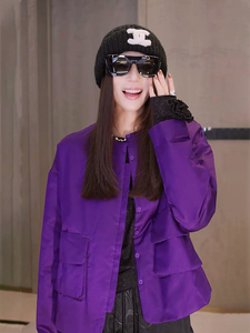 今年流行漂亮高级感超好看新中式国风高端紫色棉衣棉服女冬季棉袄