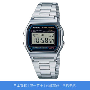 卡西欧手表胡一天陈小春同款银色经典方块学生中性表a158wa-1