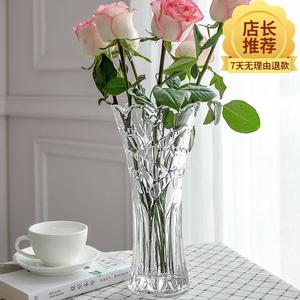 玻璃花瓶透明插花富贵竹瓶子房间向日葵干花束水仙花餐厅绣球花