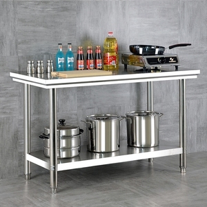 酒店厨房工作台不锈钢案板快餐店饭店家用厨师台置物架调料台面板
