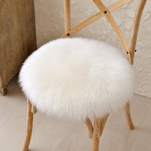 澳洲纯羊毛餐椅垫羊皮沙发坐垫冬季加厚圆形椅子垫可爱毛毛凳子垫