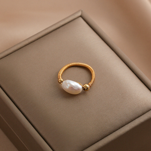 司藤景甜同款淡水珍珠戒指女复古小众设计时尚个性14K包金不掉色