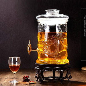 双龙加厚泡酒玻璃瓶10斤酿酒药酒瓶泡酒瓶带龙头酒坛子玻璃泡酒罐