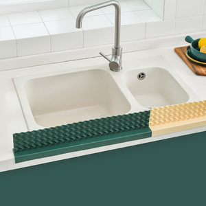 厨房水槽挡水板吸盘式洗碗池防溅水洗菜盆挡水条台面防水隔水挡板