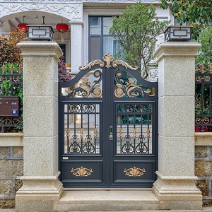 别墅大门欧式铝合金庭院大门乡村小区豪华电动伸缩平移院字门