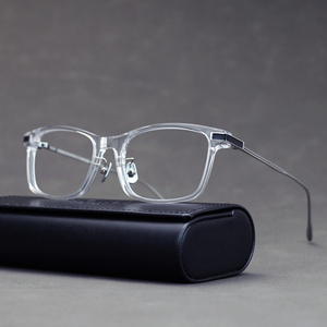 陈道明叶谨言同款超轻钛架透明白眼镜框近视变色方框黑