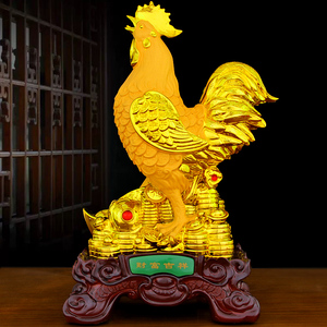 招财风水金鸡摆件大吉大利客厅卧室装饰创意生肖元宝大公鸡工艺品