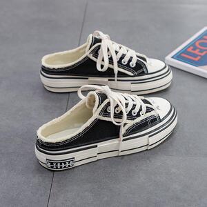 联名匡威2022春季新款半拖乞丐鞋女百搭韩版厚底一脚蹬小白懒人鞋