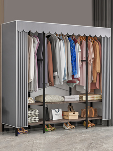 无印良品衣柜简易布衣柜全钢架家用卧室出租房用组装现代简约衣橱