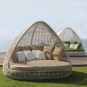 户外躺床藤编露天室外休闲露台庭院阳台游泳池沙滩鸟巢床遮阳带棚
