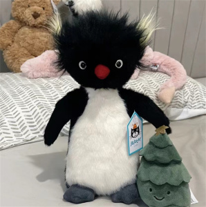正品jellycat炸毛企鹅爆炸头ronnie罗尼跳岩可爱毛绒玩偶圣诞新品