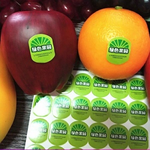 水果标签贴纸 通用水果商标贴 绿色果园不干胶遮疤痕贴纸