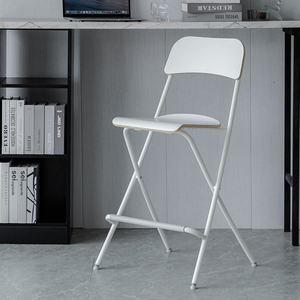 北欧富兰克林靠背椅设计师可折叠吧台椅现代实木收纳家用餐厅凳子