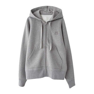 张钧甯明星同款连帽卫衣女宽松拉链外套秋冬新款灰色韩版学生开衫