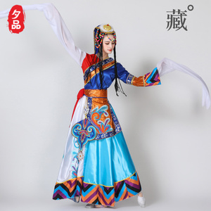 新款藏族舞蹈演出服装成人女刺绣藏族中国风表演服饰民族风大摆裙