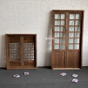 老松木仿古老式花格门窗室外门双开门民宿山庄客栈玻璃门组合包邮