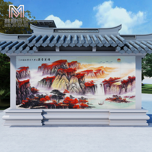 山水画瓷砖风景庭院