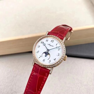 二手宝玑经典系列月相18k玫瑰金原镶钻自动机械女表9088br/29/964