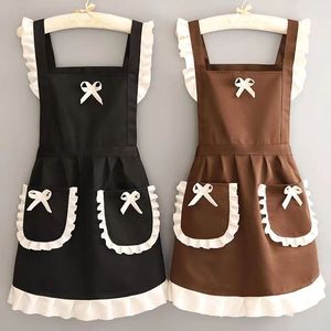 【一件】可爱日系围裙女仆装背带围腰厨房餐厅工作服印LOGO