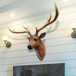 鹿头装饰壁挂美式复古仿真动物头欧式客厅玄关沙发过道墙面挂件