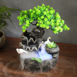花园微景观植物水景花盆喷泉盆景流水喷雾鱼缸办公室客厅桌面摆件