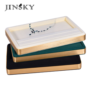 jinsky首饰托盘珠宝展示盘金属圆角戒指项链手镯收纳盘店用看货盘