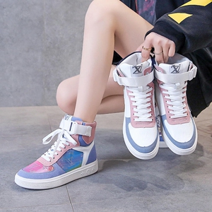 高帮帆布鞋设计感小众凡步a锥鞋街拍厚底真高腰百搭学生韩版忛布