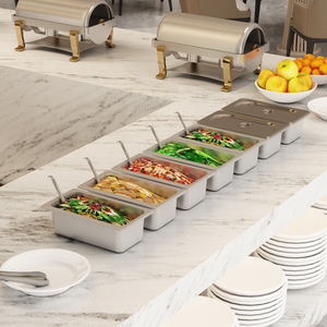 不锈钢份数盆自助餐厅展示柜大号方盘盒商用快餐车盛菜容器装菜盆