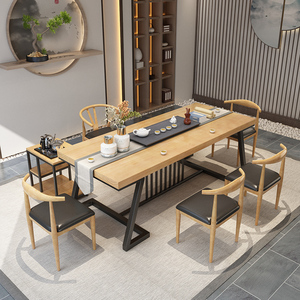 新中式实木泡茶桌椅组合简约现代办公室功夫小茶台阳台客厅茶几桌