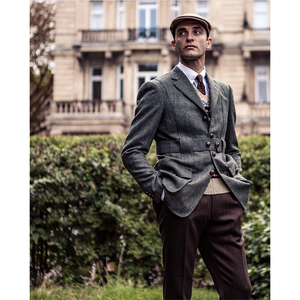 norfolk诺福克夹克 复古英伦粗花呢狩猎装 秋冬羊毛修身外套男