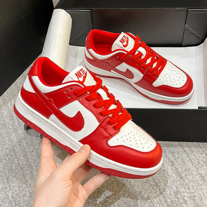 aj1女鞋2022年夏季平底休闲红色低帮真皮板鞋女百搭时尚ins潮鞋子