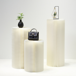 圆形纸艺展示台中岛架服装店橱窗装饰婚庆陈列道具圆柱褶皱纸质