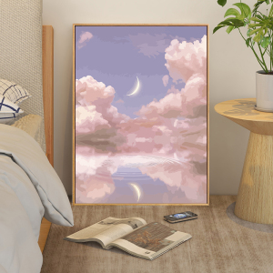 新 治愈系风景diy数字油画手工填色解压填充丙烯油彩画房间装饰画