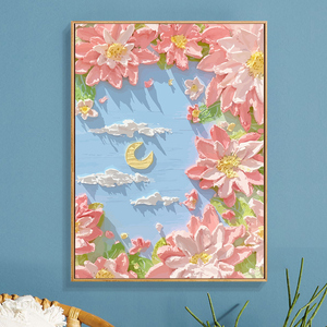 富士山樱花diy数字油画填色手工挂画手绘画画填充丙烯油彩装饰画
