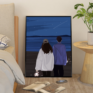 星辰大海diy数字油画情侣礼物填充色丙烯油彩画手工绘涂色画定制