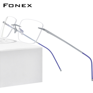 华镜FONEX超轻近视无框眼镜男款纯钛 方形眼镜框架女新可网上配镜