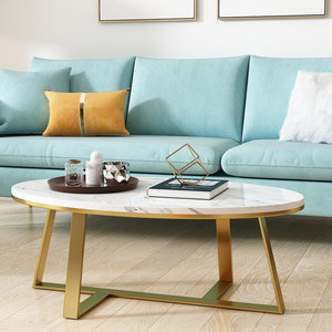 素橙轻奢圆形茶几角几大理石客厅沙发茶几组合小桌子北欧小方几