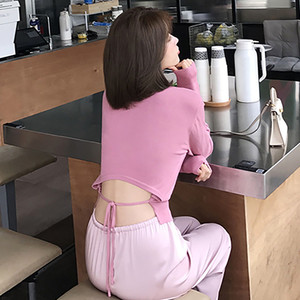 针织圆领后背开衫