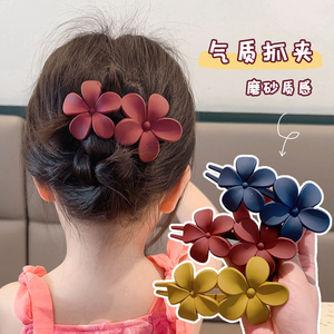 儿童韩式花朵抓夹女童后脑勺头饰丸子头发夹小女孩盘发夹发卡发饰