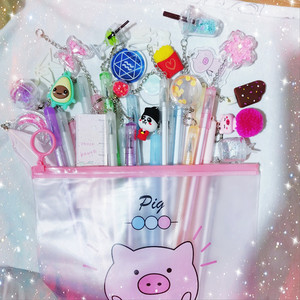 10支装20装可擦不可擦可爱少女心卡通吊坠创意学生用套装中性笔